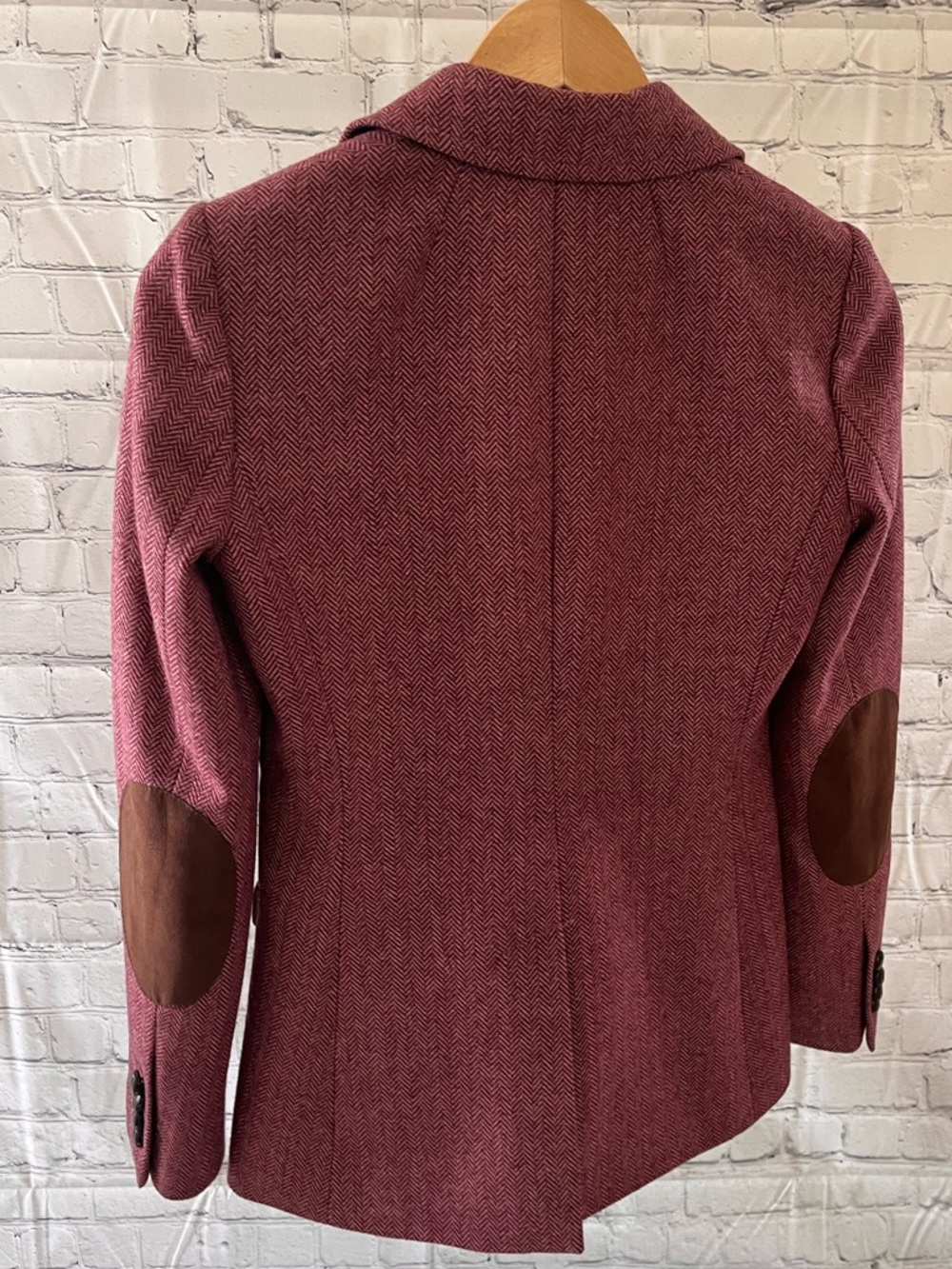 J. Crew Factory Women's Raspberry Herringbone Tailored Blazer - Picture 2 of 4